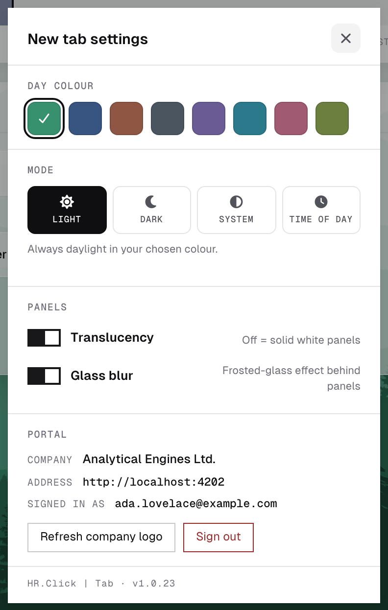 Settings dialog