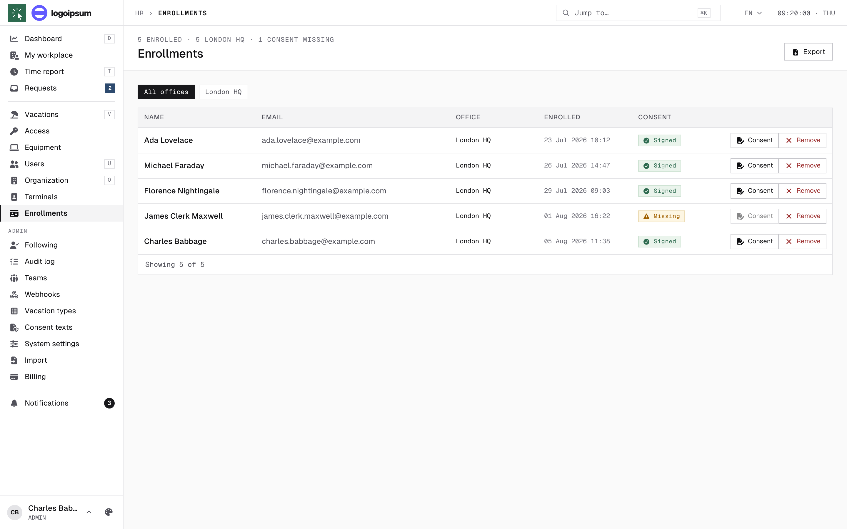 Enrollments directory