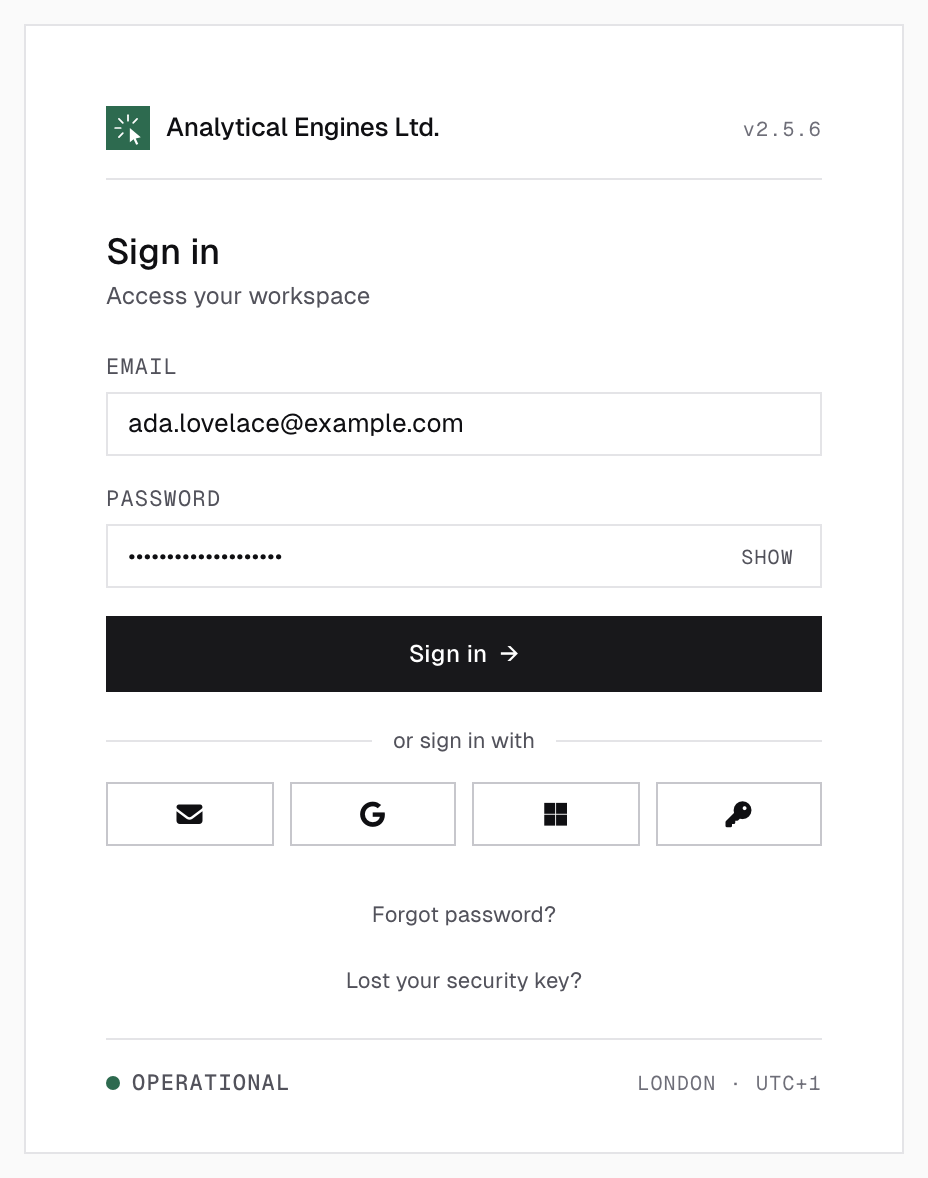 Sign-in screen